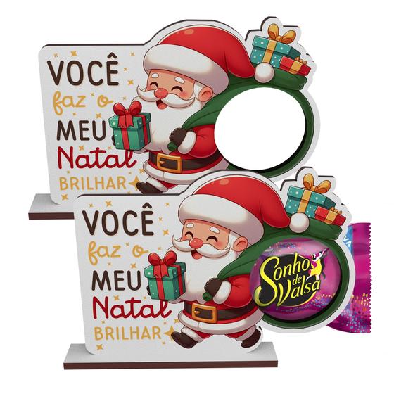 Imagem de Kit 30 Lembrancinhas Porta Bombom Papai Noel Feliz Natal Mdf