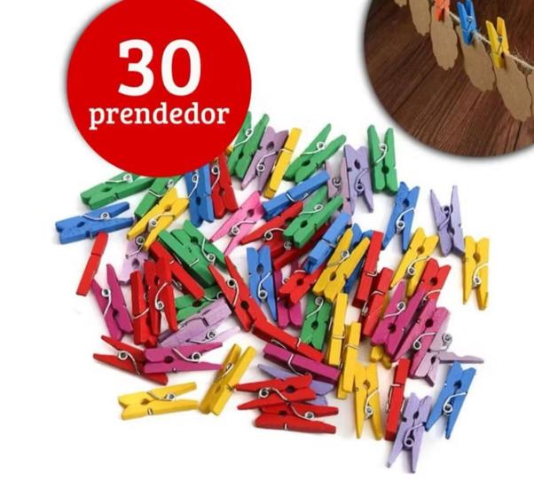 Imagem de Kit 30 Mini Prendedores Coloridos de Madeira para Decoração e Pendurar Fotos Artesanato