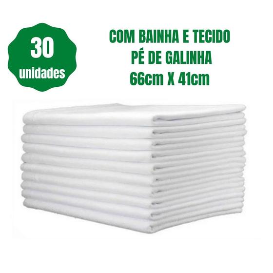 Imagem de kit 30 Panos De Prato Liso Branco Pé de Galinha