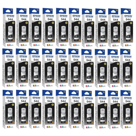 Kit 30 Refil Tinta Original Para T544 L3110 L3150 L3250 Preto