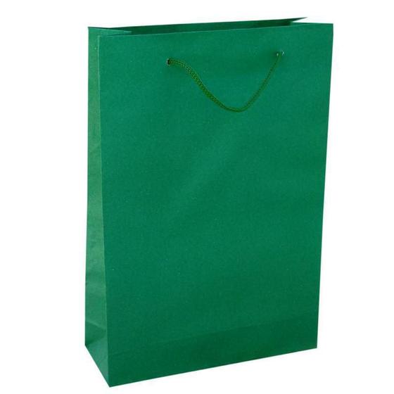 Imagem de Kit 30 Sacolas Papel Verde Bandeira Presente 25X17X6Cm Bolsa