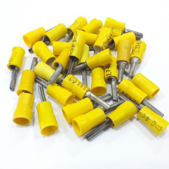 Imagem de kit 30 Terminal Conector Pré Isolado Amarelo Agulha