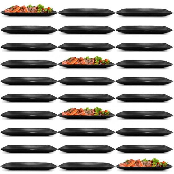 Imagem de Kit 30 Travessas Retangulares 27 Cm em Melamina/Plastico para Sushi  Bestfer 