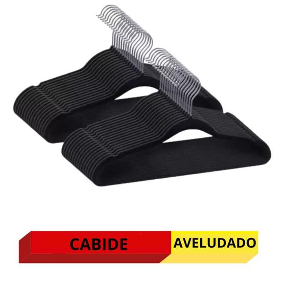 Imagem de Kit 30 unidades de cabide preto aveludado