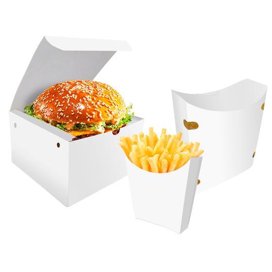 Imagem de Kit 300 Box Burger + 300 Fritas + 300 Fritas Delivery Branco