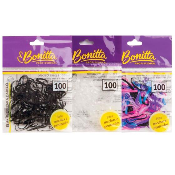 Imagem de Kit 300 Elásticos Infantil Cabelo Mechas E Penteados Bonitta