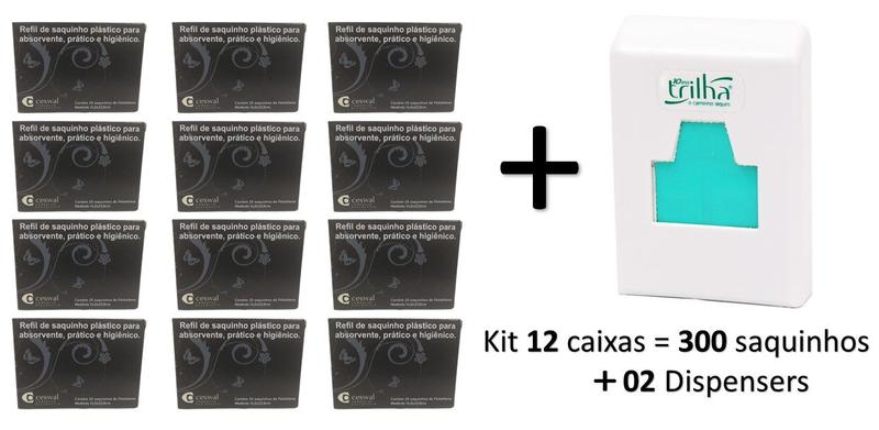 Imagem de Kit 300 Sacos Para Descarte de Absorvente + 02 Dispensers