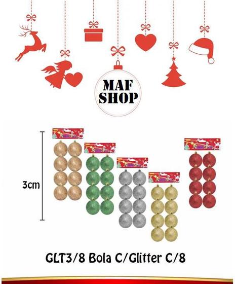 Imagem de Kit 32 Bola Arvore De Natal Brilhante Gritter 3cm Linha Luxo