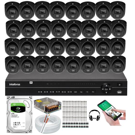 Imagem de Kit 32 Cameras de Segurança Intelbras vhd 3220 C/ Audio Microfone Full Hd Dvr Mhdx 32ch + hd 3TB