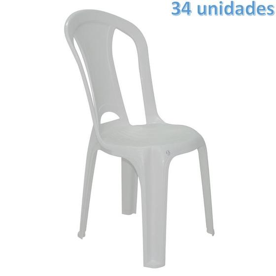 Imagem de Kit 34 cadeiras plastica monobloco torres economy branca tramontina