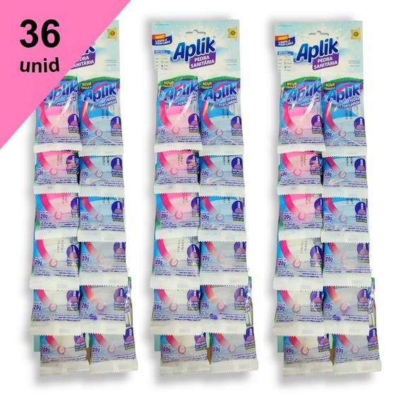 Imagem de Kit 36 Pedra Sanitária Perfumada Detergente Vaso 20g Regulável Melhor Fixação Marca Aplik - Envio Já