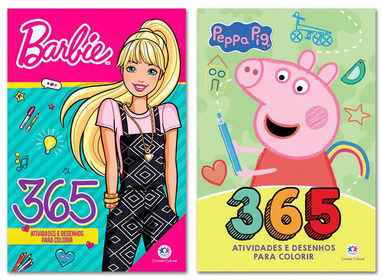 Kit 365 Atividades e Desenhos Barbie Peppa Pig Ciranda Cultural Livro de Colorir Magazine Luiza
