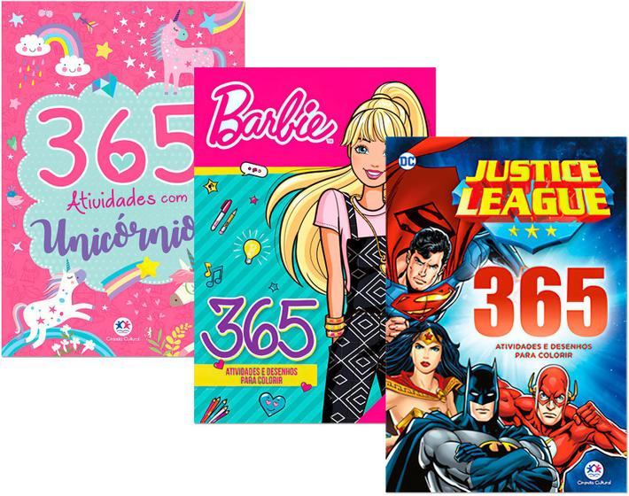 Imagem de Kit 365 Atividades - Unicórnios Barbie Liga da Justiça - Ciranda Cultural