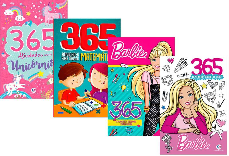 Imagem de Kit 365 Atividades - Unicórnios + Matemática + Barbie 1 e 2 - Ciranda Cultural