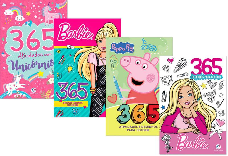 Imagem de Kit 365 Atividades - Unicórnios + Peppa Pig + Barbie 1 e 2