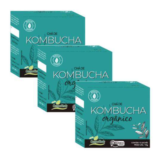 Imagem de Kit 3cx Chá Kombucha Orgânico  Chá Verde, Hortelã e Mate - Imunidade (30 sachês)