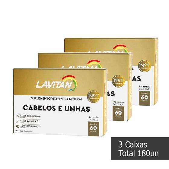 Imagem de Kit 3cx Suplemento Vitaminas Lavitan Cabelos Unhas 180 Dias