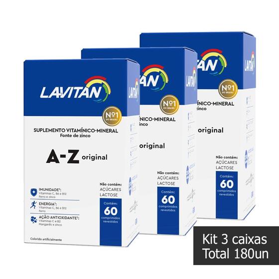 Imagem de Kit 3cx Suplemento Vitamínico Mineral Lavitan AZ 180 Dias