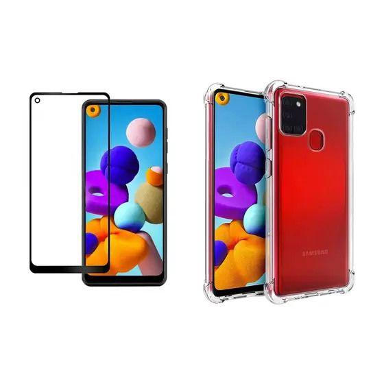 Imagem de Kit 3D A21S -  Capa Transparente + Película de Vidro 3D Galaxy A21S