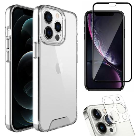 Kit 3em1 Compatível Com iPhone 11 - Capa Clear Space + Película Vidro 3D Tela + Película de Câmera Menor preço em Kit 3em1 Compatível Com iPhone 11 - Capa Clear Space + Película Vidro 3D Tela + Película de Câmera