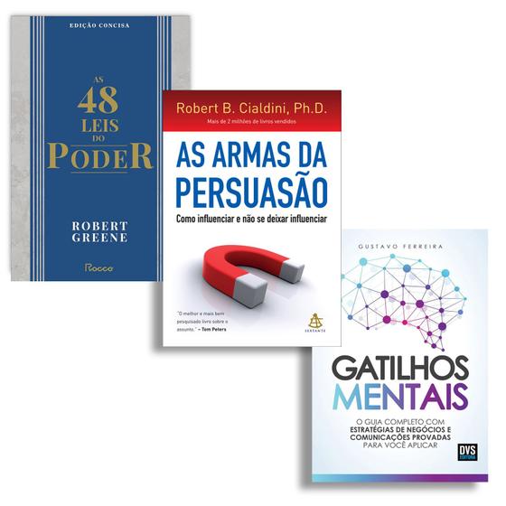 Imagem de Kit 3livros Físicos, As 48 Leis Do Poder,  Robert Greene + Gatilhos Mentais, Gustavo Ferreira + As Armas Da Persuasão