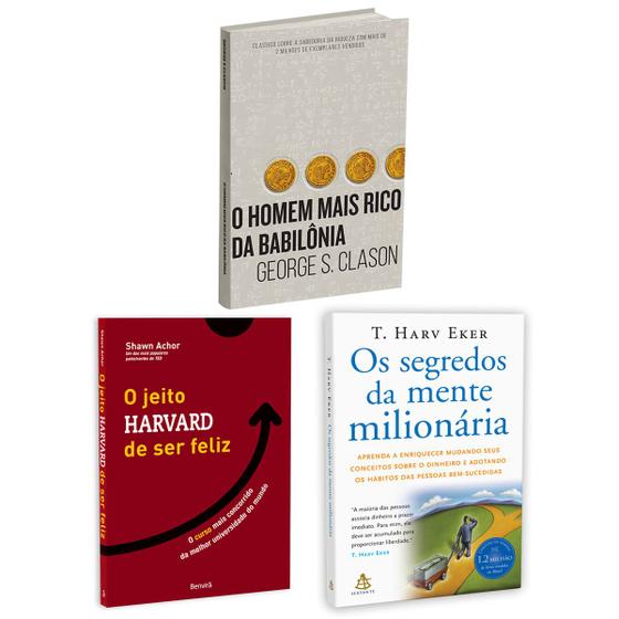 Imagem de Kit 3livros, O Jeito Harvard de Ser Feliz + O Homem Mais Rico da Babilônia + Os Segredos Da Mente Milionária, Os Segredos Para Enriquecer