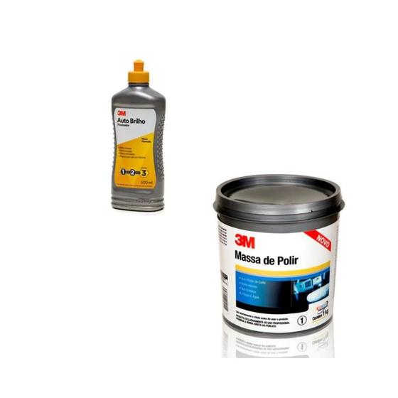 Imagem de Kit 3M - Auto brilho 500ml + Massa de polir 1Kg