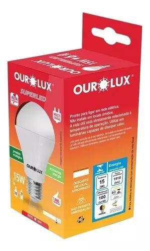 Imagem de Kit 3pç Superled Lampada Bulbo 15W BIV 6500K Ourolux 