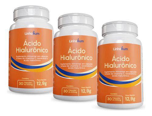 Imagem de Kit 3un Ácido Hialurônico Capsulas 157mg Vitamina C Linhahum