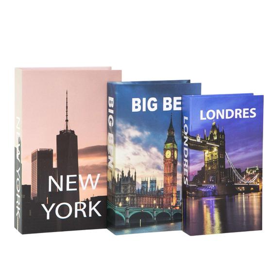 Imagem de Kit 3Un Caixa Porta Objeto Livro Fake Decorativo - Big Ben