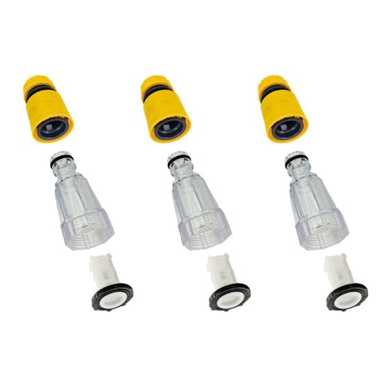 Imagem de Kit 3un Conector com Filtro e Engate Rápido Amarelo Compatível com Lavadora Stanley SW25