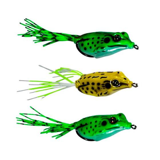 Imagem de Kit 3un Iscas Pesca Superficie Sapinho Super Frog Deyu Sapo Anti Enrosco 5cm 8g