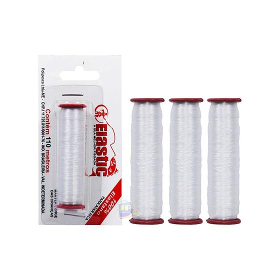 Imagem de Kit 3UN Linha Elástica p/ Amarrar Isca Elastic 100% Elastano Transparente 110m