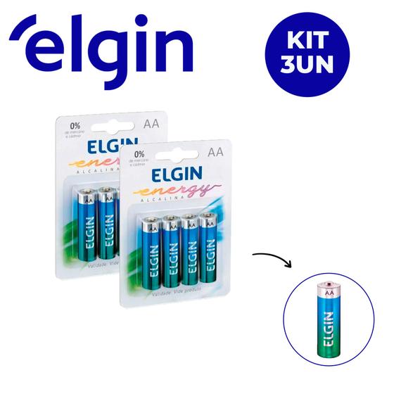 Imagem de Kit 3Un Pilha Alcalina AA Elgin com 4 unidades