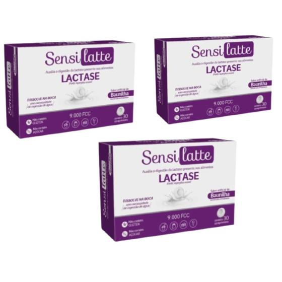 Imagem de Kit 3un Sensilatte Lactase Sabor Baunilha 30Cpr - Prati