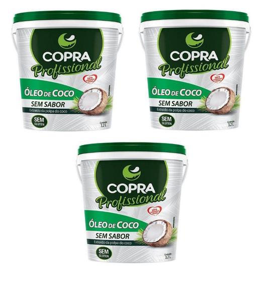 Kit 3uni Óleo de Coco sem sabor Balde 3,2kg - Copra Menor preço em Kit 3uni Óleo de Coco sem sabor Balde 3,2kg - Copra