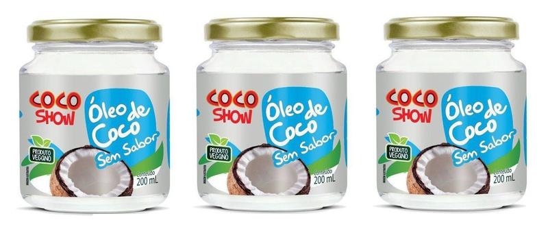 Imagem de Kit 3uni Óleo de Coco sem sabor Coco Show 200ml - Copra