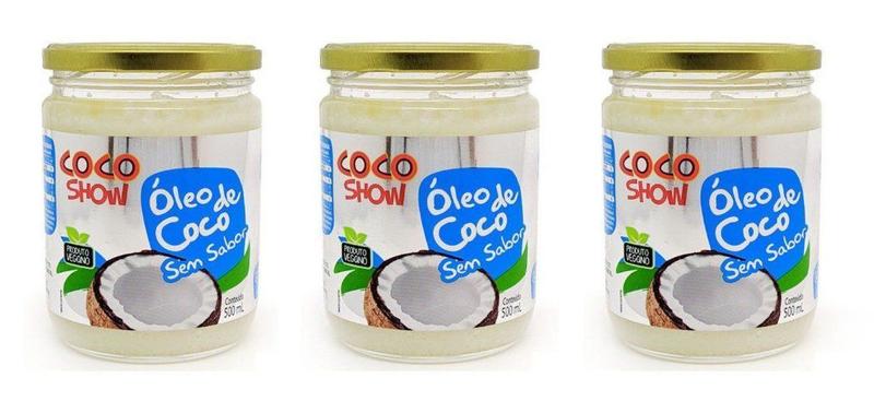 Imagem de Kit 3uni Óleo de Coco sem sabor Coco Show 500ml - Copra