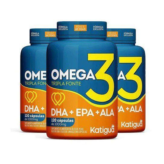 Kit 3uni Ômega 3 Tripla Fonte 120 cáps - Katiguá Menor preço em Kit 3uni Ômega 3 Tripla Fonte 120 cáps - Katiguá