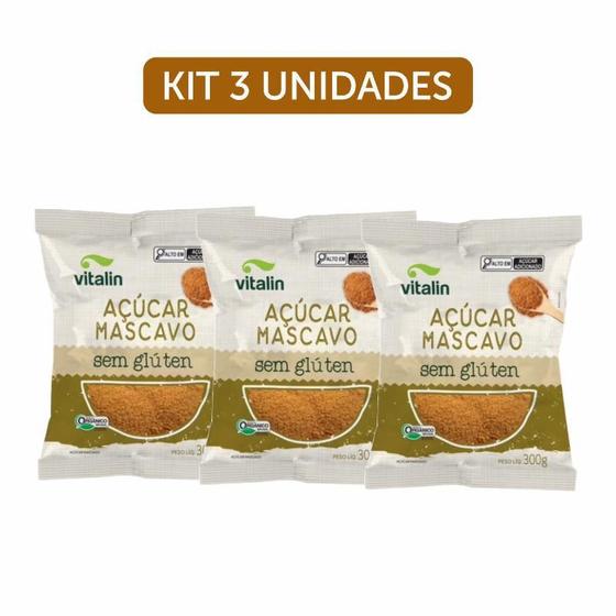 Imagem de Kit 3X: Açúcar Mascavo Orgânico Vitalin 300G