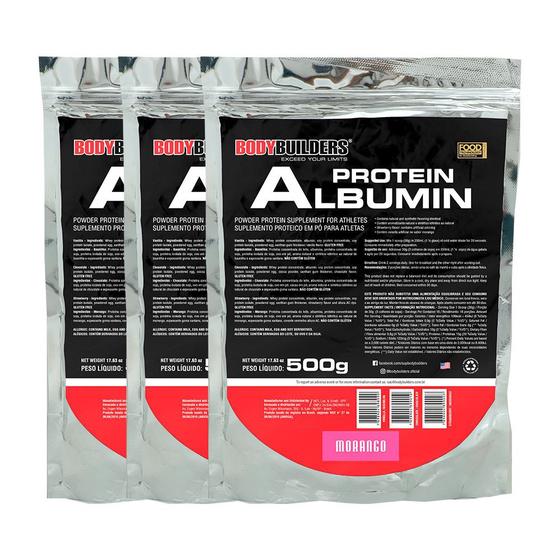 Imagem de Kit 3x Albumin Protein 500g ( Refil)  - Bodybuilders