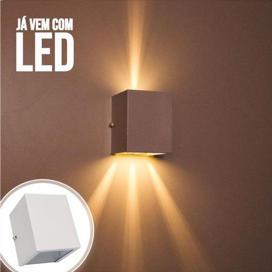 Imagem de kit 3x Arandela de efeito 4 fachos branca + lâmpada Led 5W 3000k luminária externa e interna st544