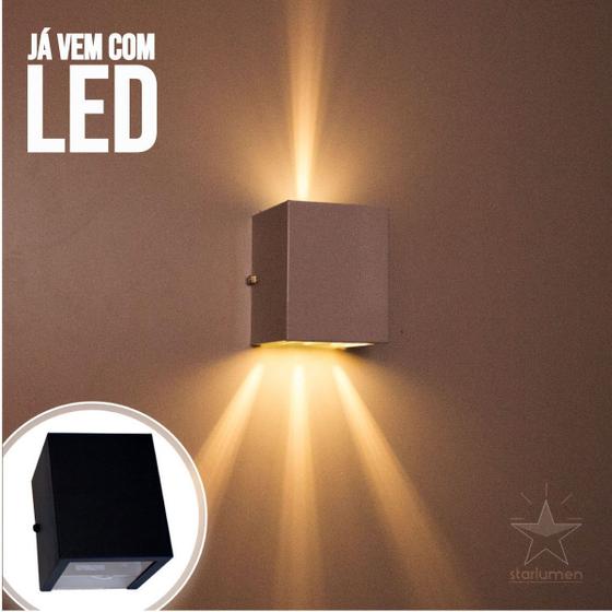 Imagem de kit 3x Arandela de efeito 4 fachos preta + lâmpada led 5w 3000K luminária externa e interna st544