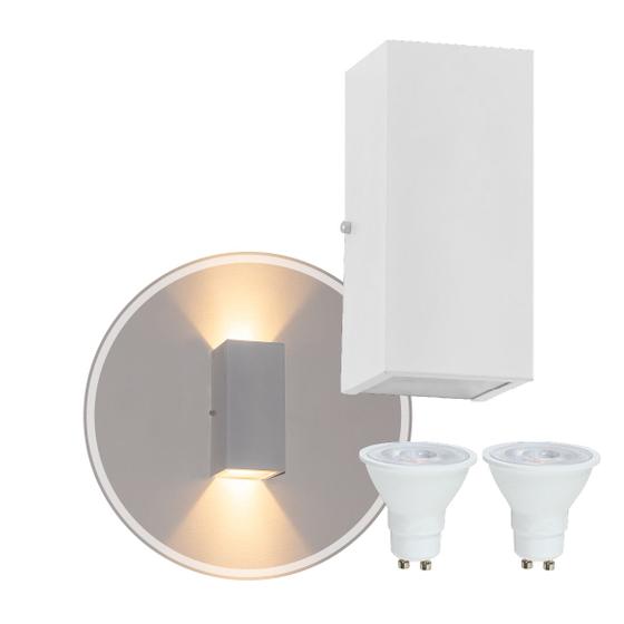 Imagem de Kit 3x Arandelas Duplo Facho Longo Branca + Lâmpada Led Gu10 6w 6500K ST187