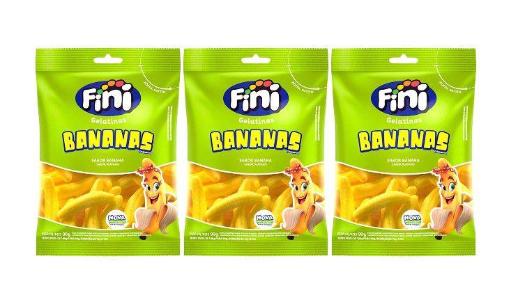 Imagem de Kit 3x Bala Fini De Gelatina Bananas Pacote 90g - Cimed