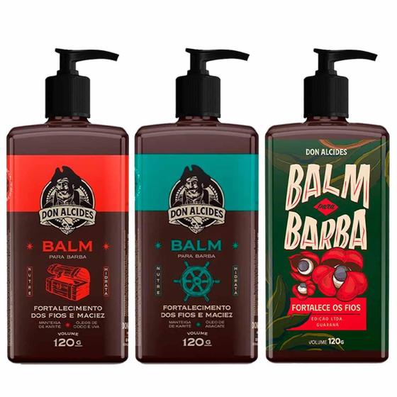 Imagem de Kit 3X Balm Barba Negra Calico Jack E Guaraná Don Alcides