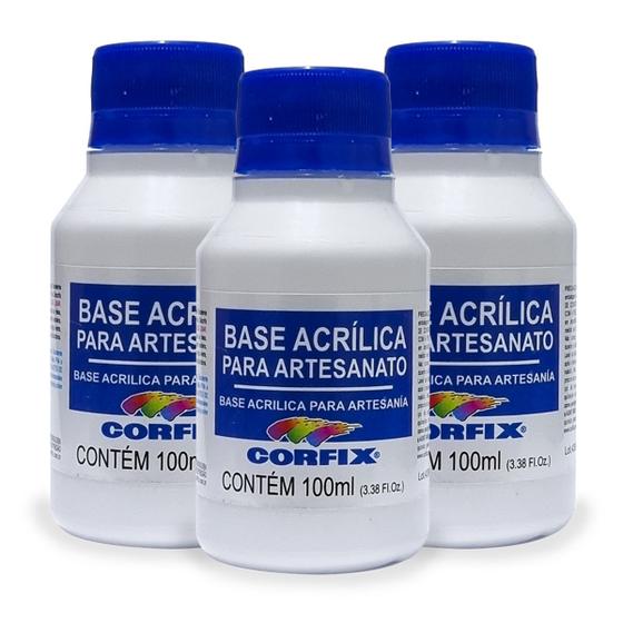 Imagem de Kit 3x Base Acrilica para Artesanato 100ml Corfix