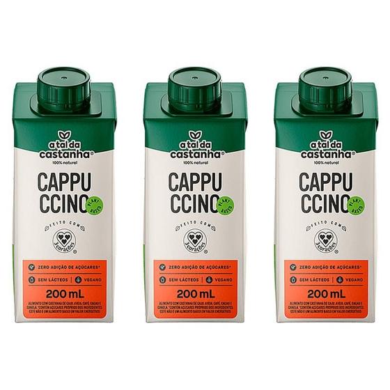 Imagem de Kit 3X: Bebida Vegetal Cappuccino A Tal da Castanha e 3 Corações 200ml