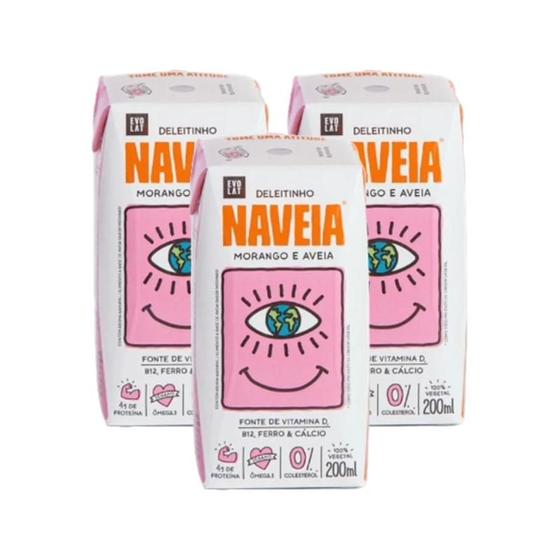 Imagem de Kit 3X: Bebida Vegetal de Aveia Deleitinho Morango Naveia 200ml