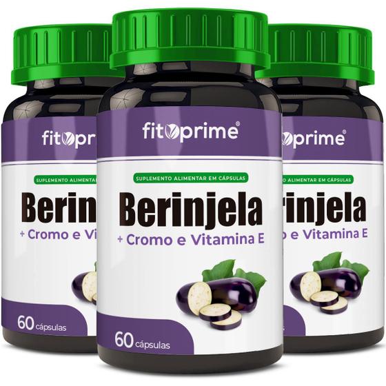 Imagem de Kit 3x Berinjela Com Picolinato de Cromo e Vitamina E 60 Cápsulas